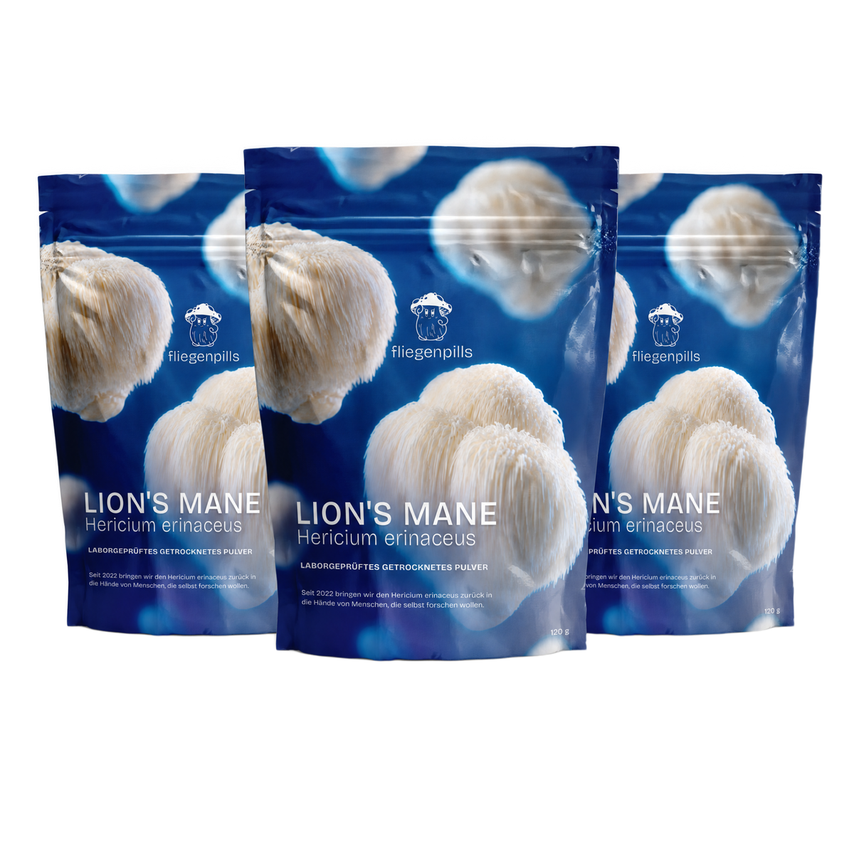 Lion's Mane Pulver – Triple: 3 × 120 g