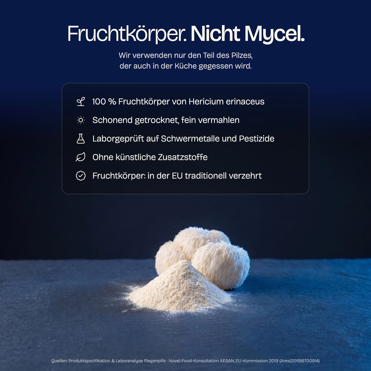 Lion's Mane aus 100 % Fruchtkörper, nicht Mycel
