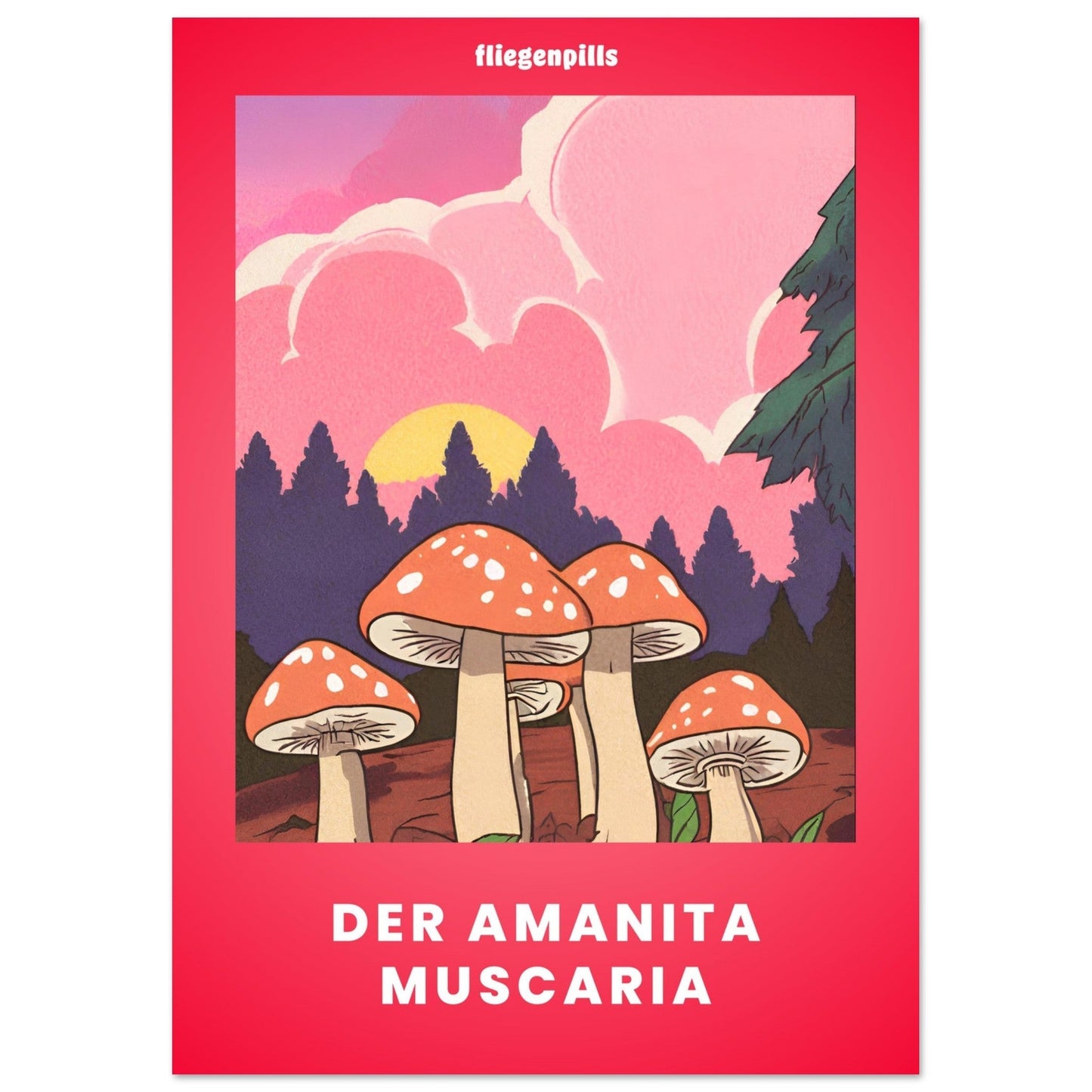 Psychedelic Art Poster - Fliegenpills - Fliegenpilz Pulver getrocknet kaufen
