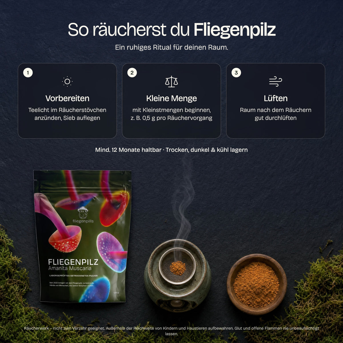 So räucherst du Fliegenpilz: Räucherstövchen, Kleinstmenge, Lüften