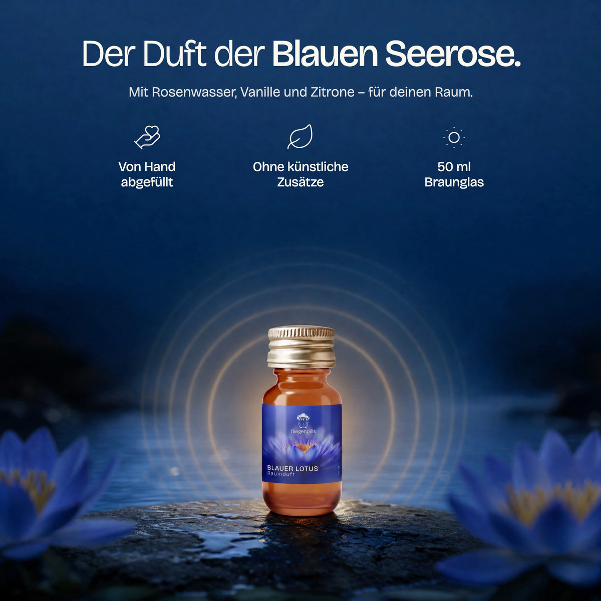 Der Duft der Blauen Seerose – mit Rosenwasser, Vanille und Zitrone