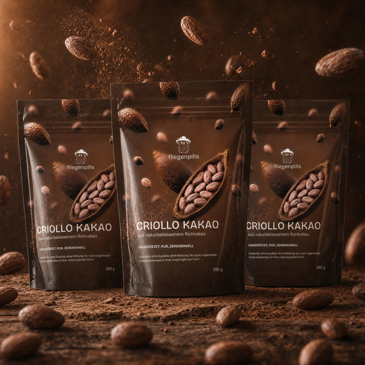 Criollo Rohkakao im Dreierpack